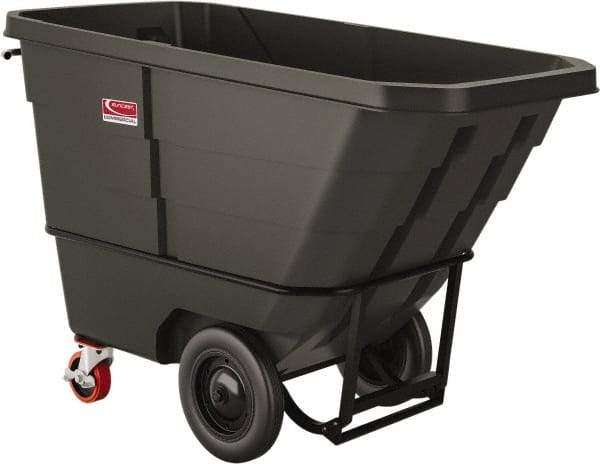 Suncast - 2,200 Lb Load Capacity, 22 Bushels, 1 Cu Yd, Polyethylene Tilt Truck - 33.87" Wide x 70" Long x 45.16" High, Matte Gray - Exact Industrial Supply