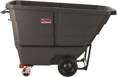 Suncast - 1,300 Lb Load Capacity, 22 Bushels, 1 Cu Yd, Polyethylene Tilt Truck - 33.87" Wide x 70" Long x 43.84" High, Matte Gray - Exact Industrial Supply