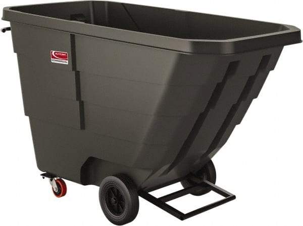 Suncast - 800 Lb Load Capacity, 22 Bushels, 1 Cu Yd, Polyethylene Tilt Truck - 33.87" Wide x 70" Long x 43.84" High, Matte Gray - Exact Industrial Supply