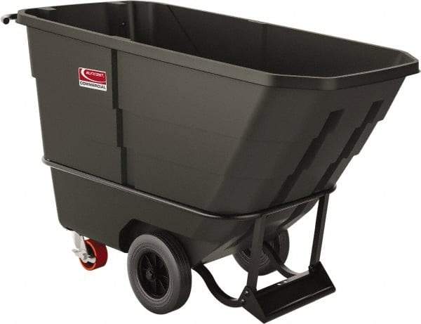 Suncast - 800 Lb Load Capacity, 11 Bushels, 0.5 Cu Yd, Polyethylene Tilt Truck - 27.76" Wide x 59.2" Long x 34.86" High, Matte Gray - Exact Industrial Supply
