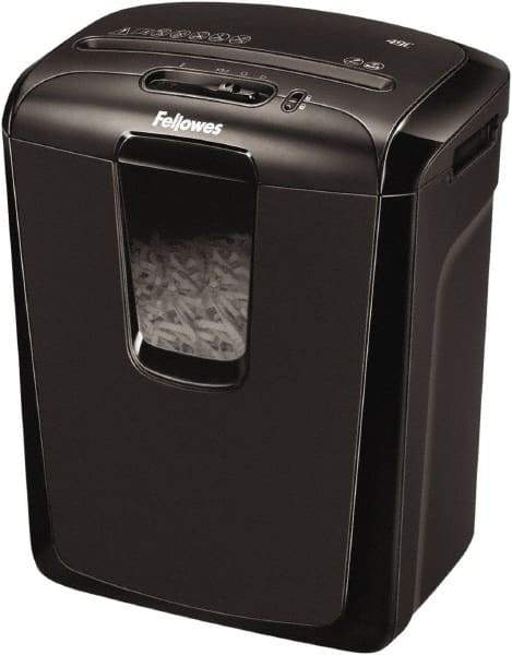 FELLOWES - 5/32" x 2" Strip, 8 Sheet Cross Cut Personal Shredder - 9-11/16" Long x 13-3/8" Wide x 15-3/8" High, Level 3 Security, 4 Gal Wastebasket - Exact Industrial Supply