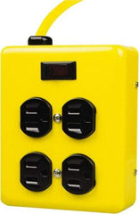 Woods PRO - 4 Outlets, 125 Volts, 15 Amps, 4' Cord, Power Outlet Strip - Keyhole Mount, 5-15 NEMA Configuration, 6" Strip, cULus - Exact Industrial Supply