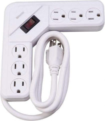 Woods PRO - 6 Outlets, 125 Volts, 15 Amps, 4' Cord, Power Outlet Strip - Keyhole Mount, 5-15 NEMA Configuration, 6-1/2" Strip, cULus - Exact Industrial Supply