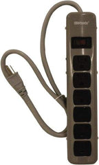 Woods PRO - 6 Outlets, 125 Volts, 15 Amps, 5' Cord, Power Outlet Strip - Keyhole Mount, 5-15 NEMA Configuration, 11-3/4" Strip, cULus - Exact Industrial Supply