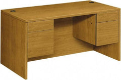 Hon - Woodgrain Laminate Double Pedestal Desk - 60" Wide x 30" Deep x 29-1/2" High, Harvest - Exact Industrial Supply