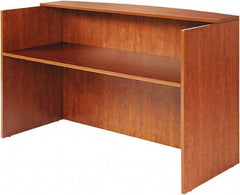 ALERA - Woodgrain Laminate Reception Desk - 71" Wide x 35-1/2" Deep x 42-1/2" High, Medium Cherry - Exact Industrial Supply