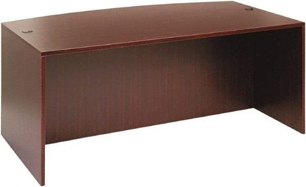 ALERA - Woodgrain Laminate Bow Front Desk - 71" Wide x 41-3/8" Deep x 29-5/8" High, Mahogany - Exact Industrial Supply