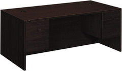 Hon - Woodgrain Laminate Double Pedestal Desk - 72" Wide x 36" Deep x 29-1/2" High, Mahogany - Exact Industrial Supply