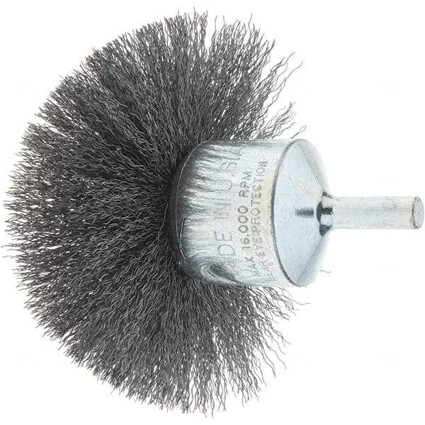 Tru-Maxx - 3" Brush Diam, Crimped, Flared End Brush - 1/4" Diam Steel Shank, 16,000 Max RPM - Exact Industrial Supply
