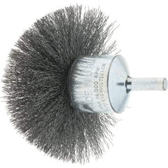 Tru-Maxx - 3" Brush Diam, Crimped, Flared End Brush - 1/4" Diam Steel Shank, 16,000 Max RPM - Exact Industrial Supply