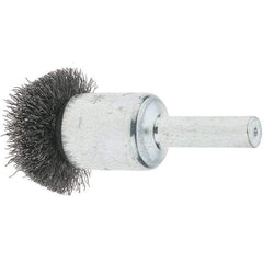 Tru-Maxx - 1" Brush Diam, Crimped, Flared End Brush - 1/4" Diam Steel Shank, 25,000 Max RPM - Exact Industrial Supply