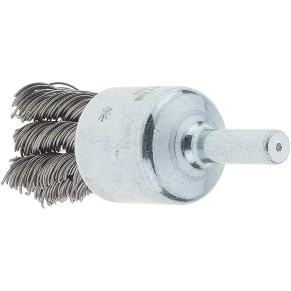 Tru-Maxx - 3/4" Brush Diam, Knotted, End Brush - 1/4" Diam Steel Shank, 22,000 Max RPM - Exact Industrial Supply