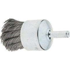 Tru-Maxx - 1-1/8" Brush Diam, Knotted, End Brush - 1/4" Diam Steel Shank, 22,000 Max RPM - Exact Industrial Supply