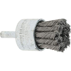 Tru-Maxx - 1-1/8" Brush Diam, Knotted, End Brush - 1/4" Diam Steel Shank, 22,000 Max RPM - Exact Industrial Supply