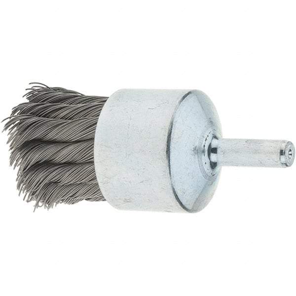 Tru-Maxx - 1-1/8" Brush Diam, Knotted, End Brush - 1/4" Diam Steel Shank, 22,000 Max RPM - Exact Industrial Supply