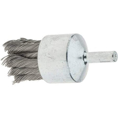 Tru-Maxx - 1-1/8" Brush Diam, Knotted, End Brush - 1/4" Diam Steel Shank, 22,000 Max RPM - Exact Industrial Supply