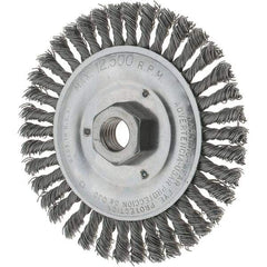 Tru-Maxx - 5" OD, 5/8-11 Arbor Hole, Stringer Bead Steel Wheel Brush - 3/16" Face Width, 7/8" Trim Length, 0.02" Filament Diam, 12,500 RPM - Exact Industrial Supply