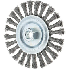 Tru-Maxx - 6" OD, 5/8-11 Arbor Hole, Knotted Steel Wheel Brush - 1/2" Face Width, 1-3/8" Trim Length, 0.02" Filament Diam, 12,500 RPM - Exact Industrial Supply