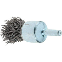 Tru-Maxx - 3/4" Brush Diam, Crimped, Flared End Brush - 1/4" Diam Steel Shank, 22,000 Max RPM - Exact Industrial Supply