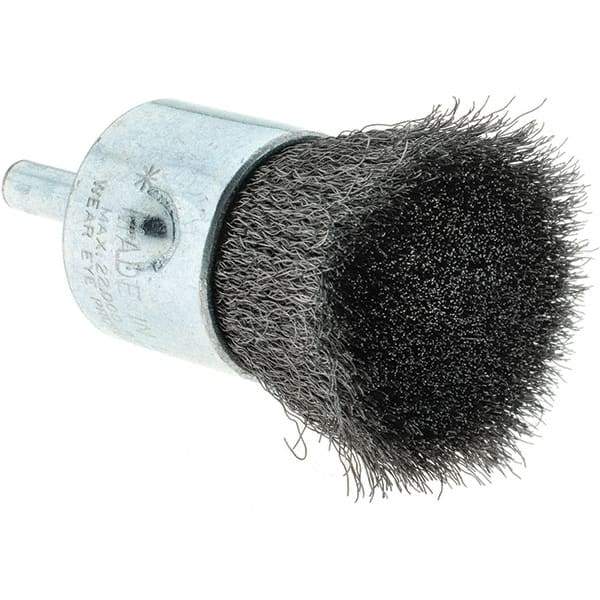 Tru-Maxx - 1" Brush Diam, Crimped, Flared End Brush - 1/4" Diam Steel Shank, 22,000 Max RPM - Exact Industrial Supply
