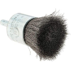 Tru-Maxx - 1" Brush Diam, Crimped, Flared End Brush - 1/4" Diam Steel Shank, 22,000 Max RPM - Exact Industrial Supply