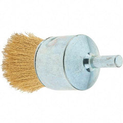 Tru-Maxx - 1" Brush Diam, Crimped, Flared End Brush - 1/4" Diam Steel Shank, 20,000 Max RPM - Exact Industrial Supply