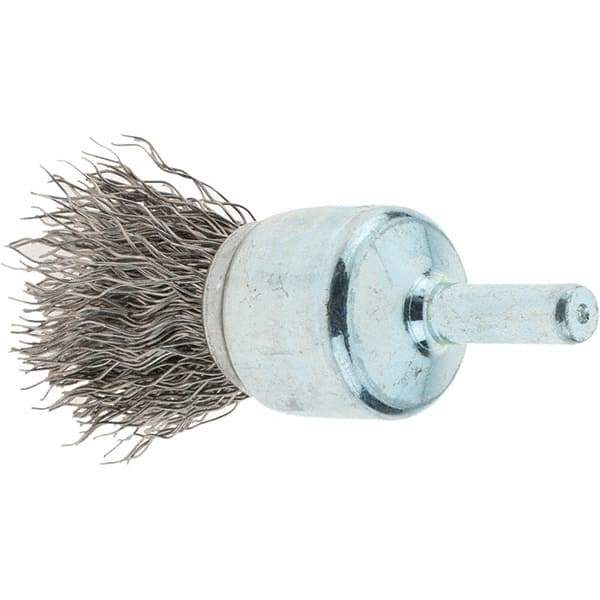 Tru-Maxx - 3/4" Brush Diam, Crimped, Flared End Brush - 1/4" Diam Steel Shank, 22,000 Max RPM - Exact Industrial Supply