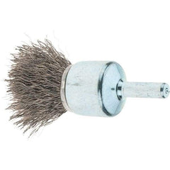 Tru-Maxx - 3/4" Brush Diam, Crimped, Flared End Brush - 1/4" Diam Steel Shank, 22,000 Max RPM - Exact Industrial Supply