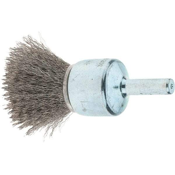 Tru-Maxx - 3/4" Brush Diam, Crimped, Flared End Brush - 1/4" Diam Steel Shank, 22,000 Max RPM - Exact Industrial Supply