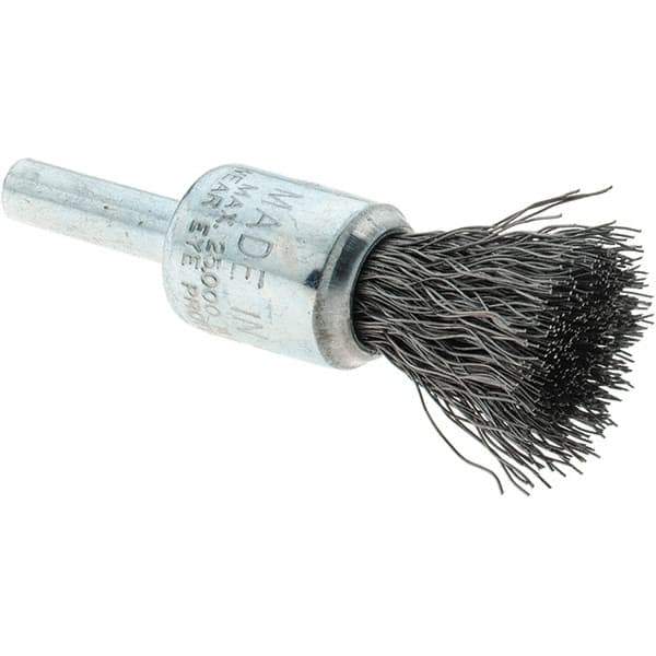Tru-Maxx - 1/2" Brush Diam, Crimped, Flared End Brush - 1/4" Diam Steel Shank, 25,000 Max RPM - Exact Industrial Supply