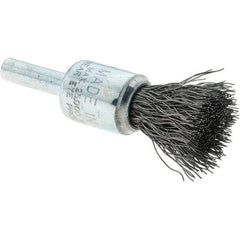 Tru-Maxx - 1/2" Brush Diam, Crimped, Flared End Brush - 1/4" Diam Steel Shank, 25,000 Max RPM - Exact Industrial Supply