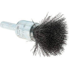 Tru-Maxx - 1/2" Brush Diam, Crimped, Flared End Brush - 1/4" Diam Steel Shank, 25,000 Max RPM - Exact Industrial Supply