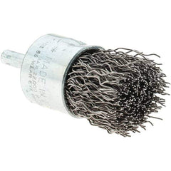 Tru-Maxx - 1" Brush Diam, Crimped, Flared End Brush - 1/4" Diam Steel Shank, 22,000 Max RPM - Exact Industrial Supply