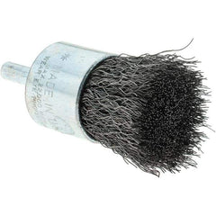 Tru-Maxx - 1" Brush Diam, Crimped, Flared End Brush - 1/4" Diam Steel Shank, 22,000 Max RPM - Exact Industrial Supply