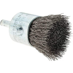 Tru-Maxx - 1" Brush Diam, Crimped, Flared End Brush - 1/4" Diam Steel Shank, 22,000 Max RPM - Exact Industrial Supply