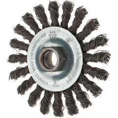 Tru-Maxx - 4" OD, 5/8-11 Arbor Hole, Knotted Steel Wheel Brush - 1/4" Face Width, 7/8" Trim Length, 0.02" Filament Diam, 20,000 RPM - Exact Industrial Supply