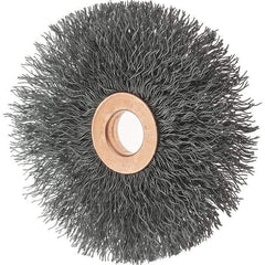 Tru-Maxx - 3" OD, 1/2" Arbor Hole, Crimped Steel Wheel Brush - 5/8" Face Width, 1" Trim Length, 0.0118" Filament Diam, 20,000 RPM - Exact Industrial Supply