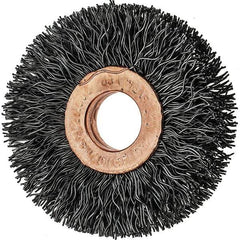 Tru-Maxx - 2" OD, 1/2" Arbor Hole, Crimped Steel Wheel Brush - 3/8" Face Width, 1/2" Trim Length, 0.014" Filament Diam, 20,000 RPM - Exact Industrial Supply
