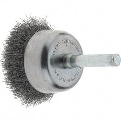 Tru-Maxx - 1-3/4" Diam, 1/4" Shank Diam, Steel Fill Cup Brush - 0.0118 Wire Diam, 3/4" Trim Length, 13,000 Max RPM - Exact Industrial Supply