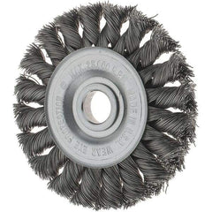 Tru-Maxx - 3" OD, 1/2" Arbor Hole, Knotted Steel Wheel Brush - 3/8" Face Width, 3/8" Trim Length, 0.0118" Filament Diam, 25,000 RPM - Exact Industrial Supply