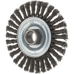Tru-Maxx - 4" OD, 5/8-11 Arbor Hole, Stringer Bead Steel Wheel Brush - 1/4" Face Width, 7/8" Trim Length, 0.02" Filament Diam, 20,000 RPM - Exact Industrial Supply