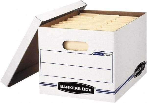 BANKERS BOX - 1 Compartment, 12-1/2" Wide x 10-1/2" High x 16-1/4" Deep, Storage Box - Corrugated Cardboard, White - Exact Industrial Supply