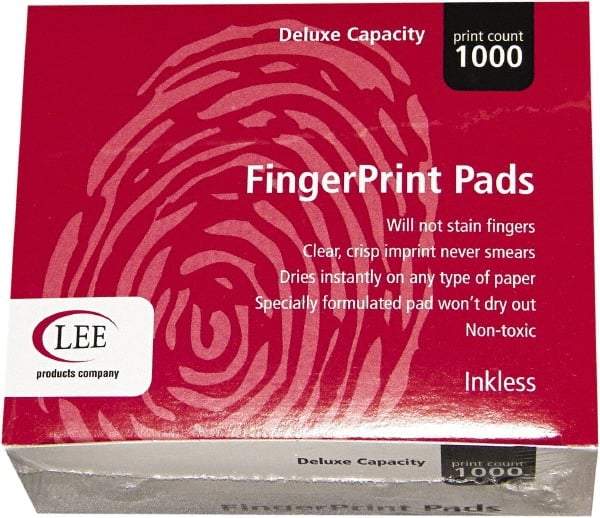 LEE - 3-3/4" Wide x 2" High x 2" Deep, Inked Fingerprint Pad - Plastic, Black - Exact Industrial Supply