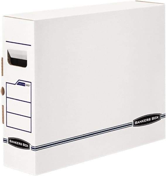 BANKERS BOX - 1 Compartment, 5" Wide x 14-7/8" High x 18-3/4" Deep, Storage Box - Plastic, White/Blue - Exact Industrial Supply