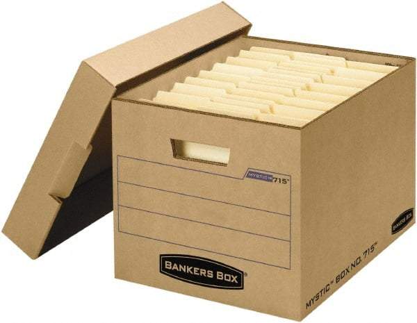 BANKERS BOX - 1 Compartment, 13" Wide x 12" High x 16-1/4" Deep, Storage Box - Corrugated Fiberboard, Kraft (Color) - Exact Industrial Supply