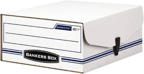 BANKERS BOX - 1 Compartment, 9-1/8" Wide x 4-3/8" High x 11-3/8" Deep, Storage Box - Corrugated Fiberboard, White/Blue - Exact Industrial Supply