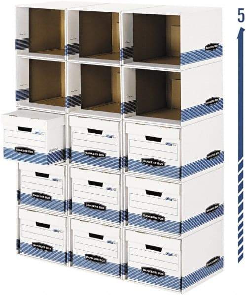 BANKERS BOX - 1 Compartment, 6-1/2" Wide x 21-3/4" High x 6-1/2" Deep, Storage Box - Corrugated, White/Blue - Exact Industrial Supply