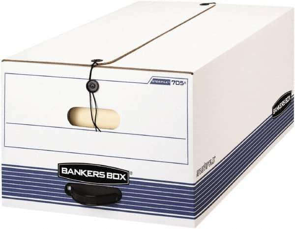 BANKERS BOX - 1 Compartment, 15-1/4" Wide x 10-3/4" High x 19-3/4" Deep, Storage Box - Corrugated Cardboard, White/Blue - Exact Industrial Supply