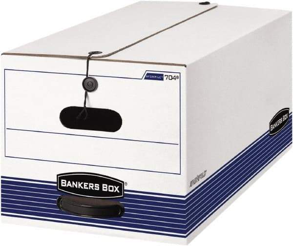 BANKERS BOX - 1 Compartment, 12-1/4" Wide x 10-3/4" High x 24-1/8" Deep, Storage Box - Corrugated Cardboard, White/Blue - Exact Industrial Supply