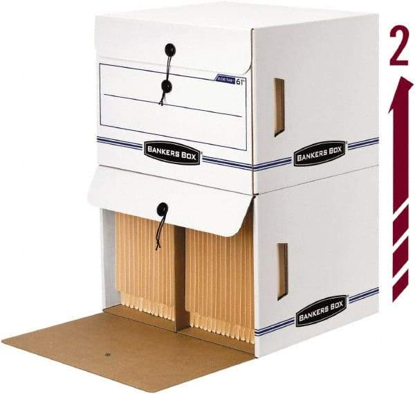 BANKERS BOX - 1 Compartment, 37-1/2" Wide x 37-3/4" High x 5-1/4" Deep, Storage Box - Corrugated Cardboard, White/Blue - Exact Industrial Supply